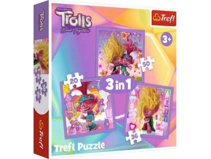 TREFL Puzzle Trollové 3 Seznamte se s Trollíky 3v1