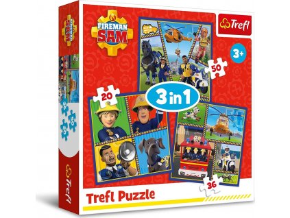 TREFL Puzzle Požiarnik Sam: Samov deň 3v1