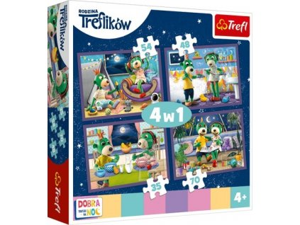 TREFL Puzzle Dobrou noc, Treflíci Večerní rituály 4v1