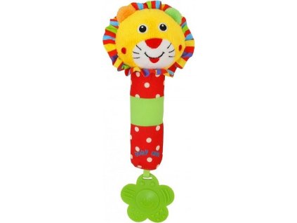 Dětská pískací plyšová hračka s chrastítkem Baby Mix lev