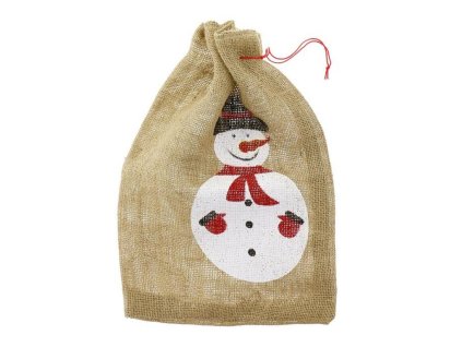 Vánoční taška "Sněhulák" z juty, rozměr: 36x50 cm