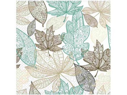 Papírové ubrousky Wide Leaves Decorata o velikosti 33 x 33 cm, 20 ks.