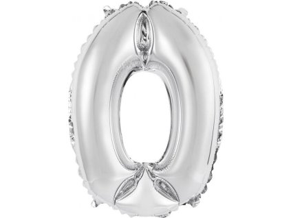 Fóliový balónek "Číslo 0", stříbrný, 35 cm