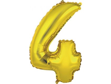 Fóliový balónik "Number 4", zlatý, 35 cm