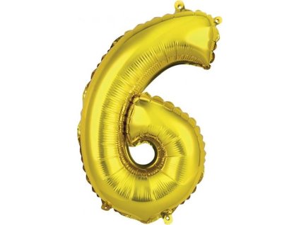 Fóliový balónik "Number 6", zlatý, 35 cm
