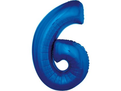 Fóliový balónek "Number 6", modrý, 92 cm