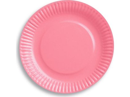 Papierové taniere jednofarebná ružová, 18 cm, 6 ks.