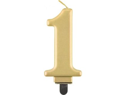 B&C svíčka, číslo 1, metalická zlatá, 8,0 cm