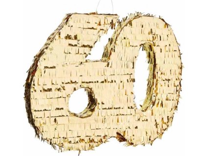 Piňata číslo "60", zlatá metalíza, fólie, 50x40,5x8 cm