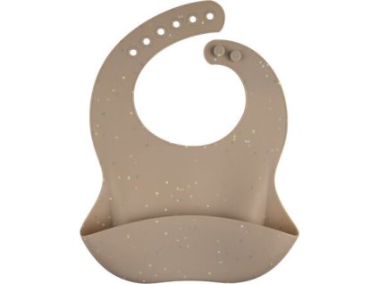Canpol babies Silikonový bryndák s kapsou DOTS béžový