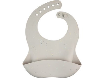 Canpol babies Silikonový bryndák s kapsou DOTS šedý