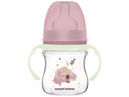 CANPOL Antikoliková fľaštička 120ml EasyStart Sleepy Koala ružová