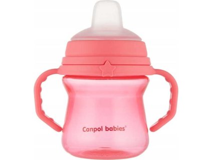 CANPOL babies Hrneček se silikonovým pítkem FirstCup 150ml růžový
