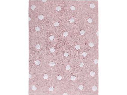 Přírodní koberec, ručně tkaný Polka Dots Pink-White