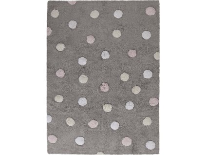 Přírodní koberec, ručně tkaný Tricolor Polka Dots Grey-Pink