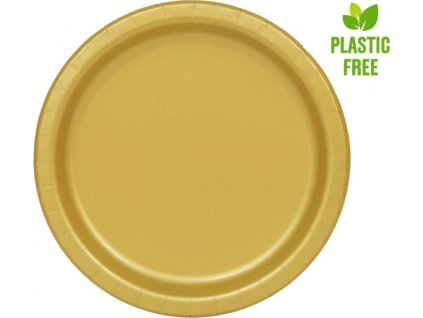 Papírové talíře, zlaté, 23 cm, 8 ks (bez plastu)