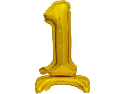 B&C fóliový balónek Stojací číslo 1, zlatý, 38 cm