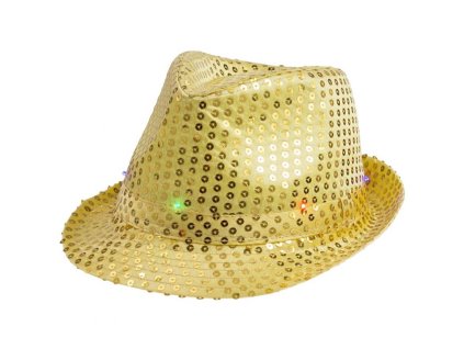 Třpytivý klobouk, zlatý, flitr
