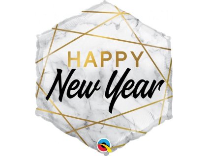 Fóliový balónek 20" QL "Šťastný nový rok", (mramor)