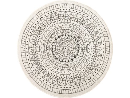 Kusový koberec Twin-Wendeteppiche 103101 creme schwarz kruh – na ven i na doma