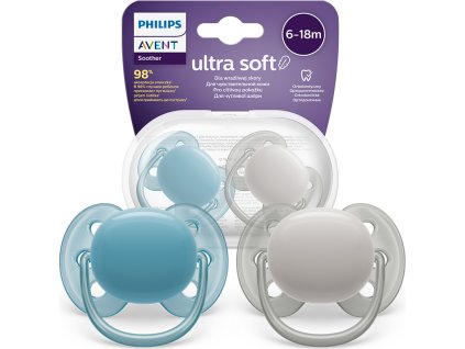 Philips Avent ultra soft Dudlík pro novorozence 6-18m modrá/šedá