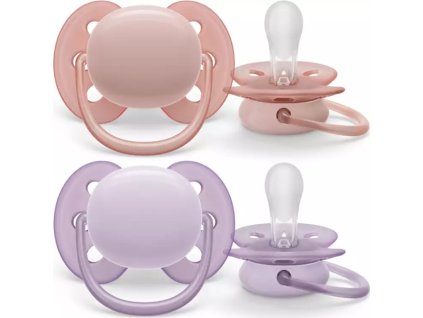 Philips Avent ultra soft Dudlík pro novorozence 0-6m růžový/fialový
