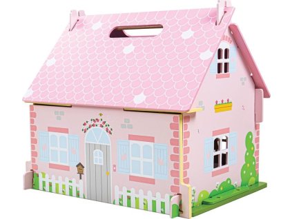 Bigjigs Toys Přenosný dřevěný domeček pro panenky