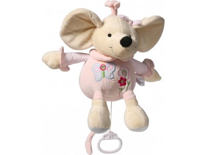 Plyšová hračka s hracím strojčekom Baby Ono Mouse ružová 31cm