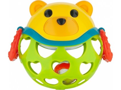 Canpol Babies Interaktívna hračka Canpol Babies, lopta s hrkálkou - Medvedík - zelená