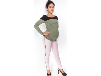 Be MaaMaa Těhotenské kalhoty s lampasem - sv. růžové, vel. M M (38)