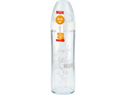 Skleněná kojenecká láhev NUK New Classic 240 ml modrá