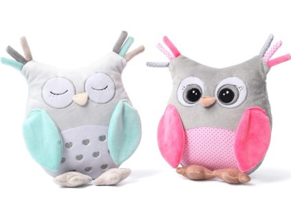 BabyOno BabyOno Plyšová hračka s chrastítkem Owl Sofia - růžová