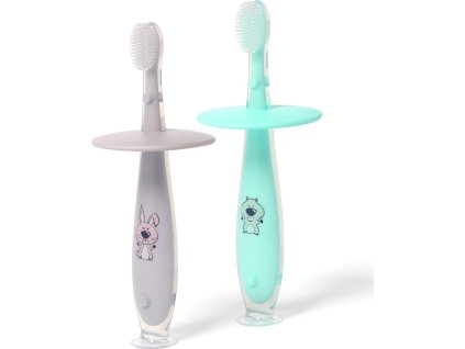 BabyOno BabyOno Bezpečná zubná kefka 12 m+ - sivá