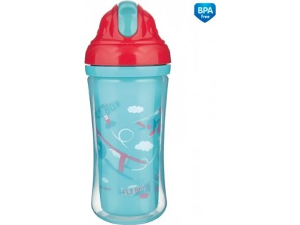 Canpol Babies Canpol babies Sportovní láhev se slámkou Fly Boy - tyrkysová, 260 ml