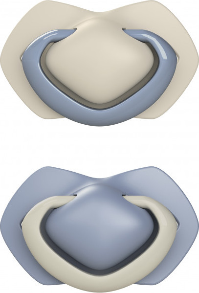 Canpol Babies Canpol Babies Sada 2 ks symetrických silikonových dudlíků, 6-18m+, PURE COLOR modrý
