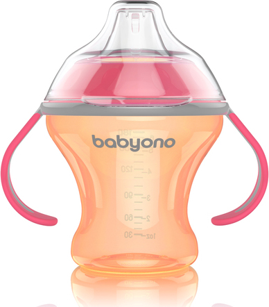 Netekoucí hrneček s měkkým náustkem Baby Ono 180 ml oranžový