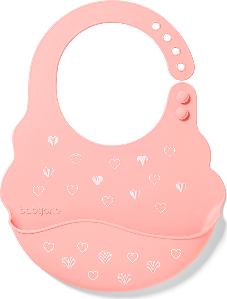 Nastavitelný silikonový bryndák s kapsičkou Baby Ono růžový