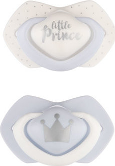 Canpol Babies Canpol Babies 2 ks symetrických silikonových dudlíků, 0-6m, Little prince, modré