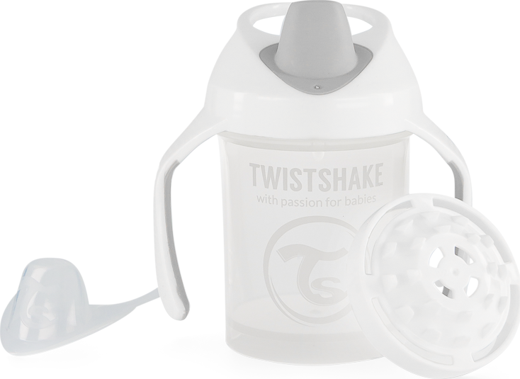 Nekapající hrneček Twistshake se sítkem, 4m+, 230ml, bílý