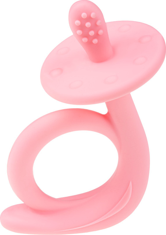 Dětské silikonové kousátko Akuku Šneček růžové