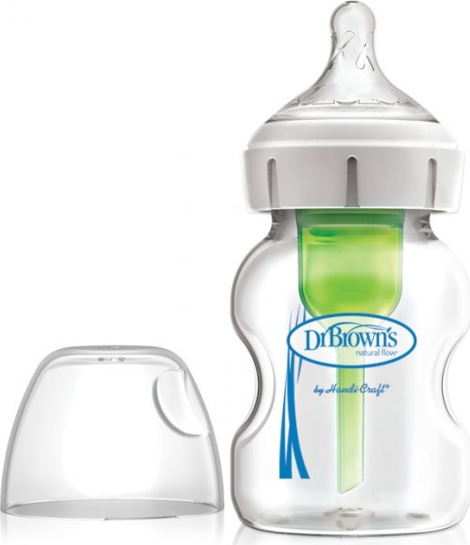 Dr. Brown's kojenecká láhev Options skleněná bílá se silikonovým dudlíkem level 1 1 ks 150 ml