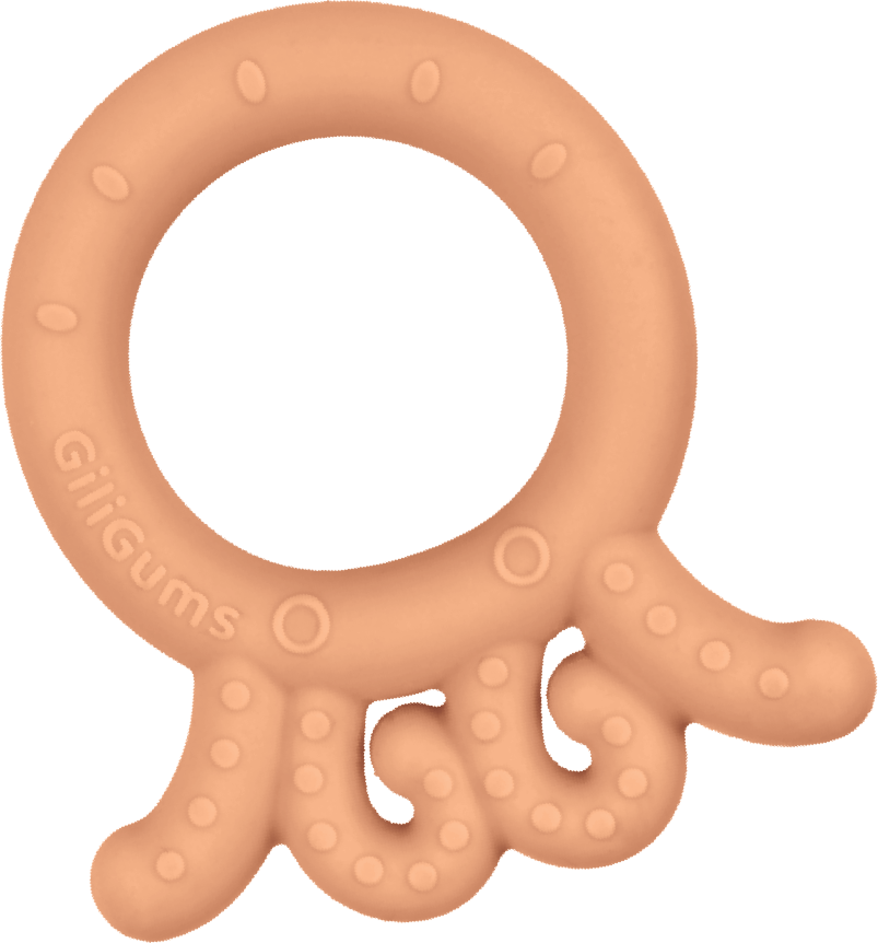 GiliGums dětské silikon kousátko Baby Octopus Teether meruňkova 1 ks