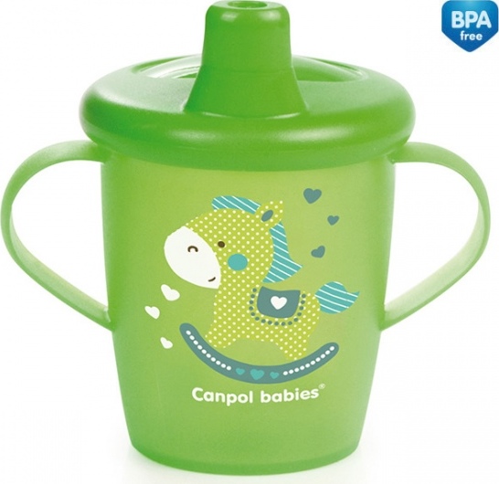 Nevylévací hrníček Canpol Babies Anywayup TOYS - zelený, 250 ml