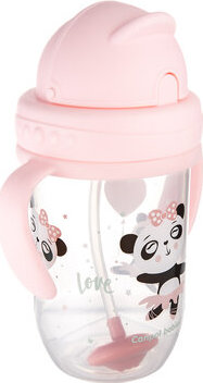 Canpol babies Nedávkovací pohár so slamkou a závažím Exotic Panda - ružový, 270 ml