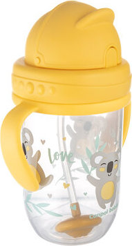 Canpol babies Nedávkovací pohár so slamkou a závažím Exotic Koala - žltý, 270 ml