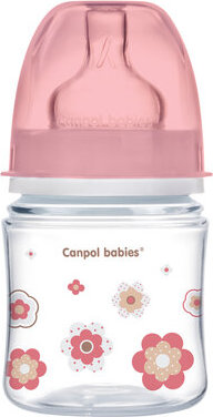 CANPOL 35/216 Antikoliková fľaša so širokým hrdlom Easystart Newborn Baby 120 ml ružové kvety