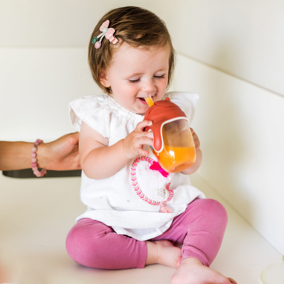 BabyOno Nekapající hrneček se zatíženým brčkem, 240 ml, měděný