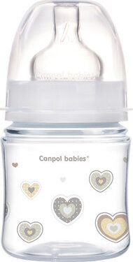 CANPOL 35/216 Easystart Newborn Baby 120 ml béžové srdiečka