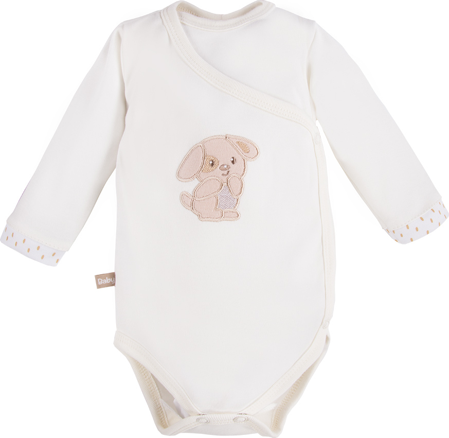 EEVI Detské body s dlhým rukávom Newborn ecru 56 (0-3m)