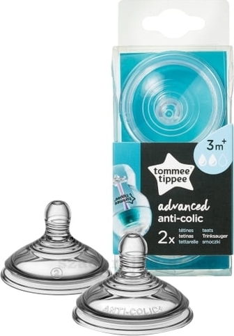 Tommee Tippee TT 42112851 Dudlíky na láhve 3+ antikolikové 2 ks silikonové